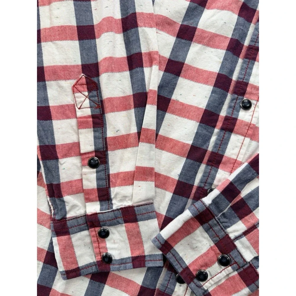 Cody James Western Plaid Pearl Snap Shirt Men’s Large Red Blue Cowboy Rodeo